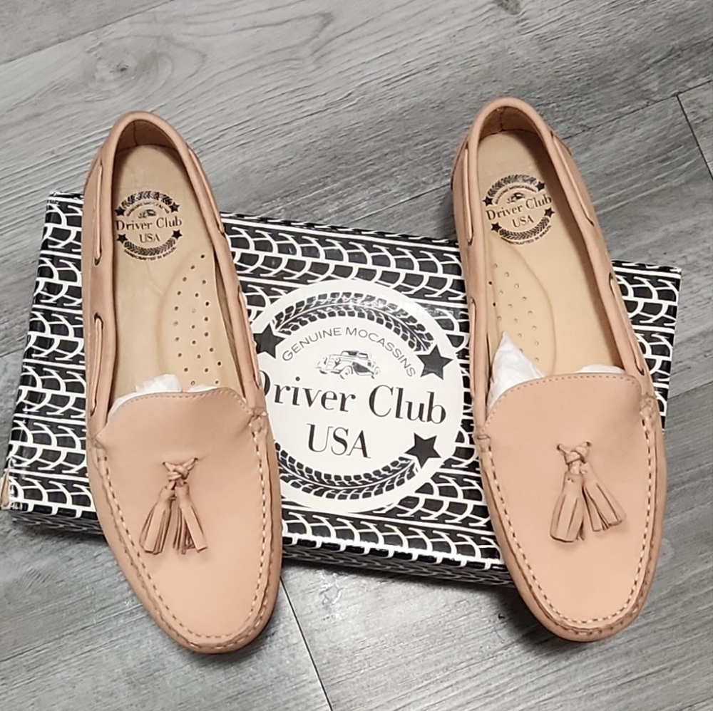 Driver Club USA Murray Hill Loafer Moccasins Blush Nubuck Leather Tassles